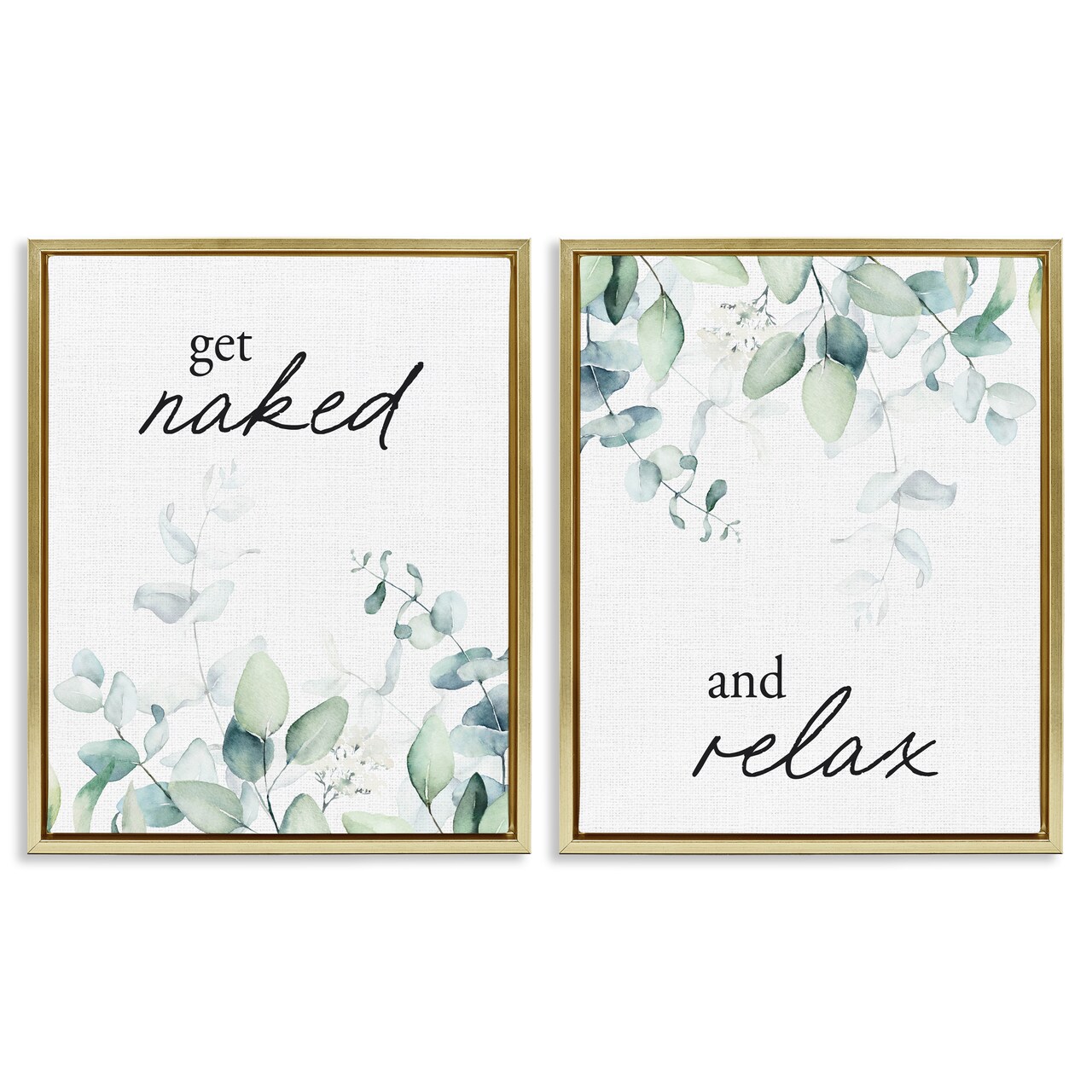 Stupell Industries Get Naked & Relax Herbs 2pc Floating Frame Set, design by Lettered and Lined